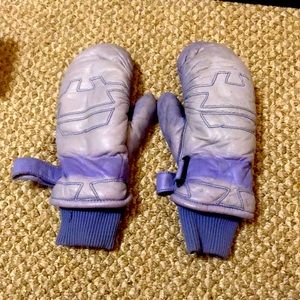 Purple snow mitts